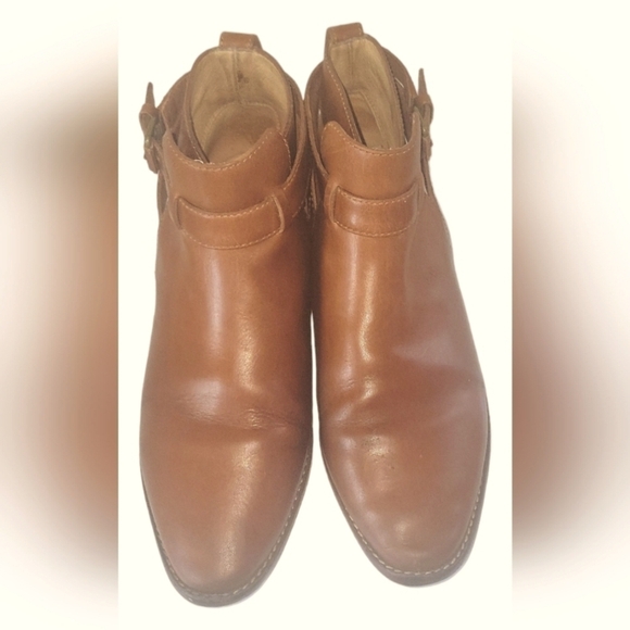 Madewell Hollis Brown English Leather Ankle Strap Buckle Detail Bootie Sz 8 1/2 - Picture 1 of 10